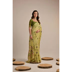 Seduva Women's Blended_Cotton Floral Motifs And Woven Buttas Saree With Unstitched Blouse 5.5Mtr (Light_Green)