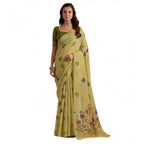 Seduva Women's Blended_Cotton Floral Motifs And Woven Buttas Saree With Unstitched Blouse 5.5Mtr (Light_Green)