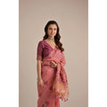 Seduva Women's Blended_Cotton Floral Motifs And Woven Buttas Saree With Unstitched Blouse 5.5Mtr (Pink)