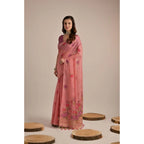 Seduva Women's Blended_Cotton Floral Motifs And Woven Buttas Saree With Unstitched Blouse 5.5Mtr (Pink)