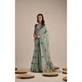 Seduva Women's Blended_Cotton Floral Motifs And Woven Buttas Saree With Unstitched Blouse 5.5Mtr (Teal)