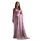 Seduva Women's Blended_Cotton Floral Saree With Unstitched Blouse 5.5Mtr (Lavender)
