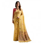 Seduva Women's Blended_Cotton Floral Saree With Unstitched Blouse 5.5Mtr (Mustard)