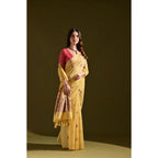 Seduva Women's Blended_Cotton Floral Saree With Unstitched Blouse 5.5Mtr (Mustard)