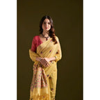 Seduva Women's Blended_Cotton Floral Saree With Unstitched Blouse 5.5Mtr (Mustard)