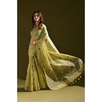 Seduva Women's Blended_Cotton Floral Saree With Unstitched Blouse 5.5Mtr (Light_Green)