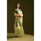 Seduva Women's Blended_Cotton Floral Saree With Unstitched Blouse 5.5Mtr (Light_Green)