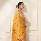 Seduva Women's Blended_Cotton Woven_Motifs Saree With Unstitched Blouse 5.5Mtr (Mustard)