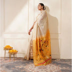 Seduva Women's Blended_Cotton Woven_Motifs Saree With Unstitched Blouse 5.5Mtr (Mustard)