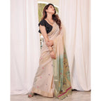 Seduva Women's Blended_Cotton Woven_Motifs Saree With Unstitched Blouse 5.5Mtr (Rama_Green)
