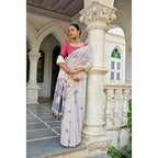 Seduva Women's Blended_Cotton Floral Weaving Pattern Saree With Unstitched Blouse 5.5Mtr (Blue)