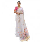 Seduva Women's Blended_Cotton Floral Weaving Pattern Saree With Unstitched Blouse 5.5Mtr (Yellow)