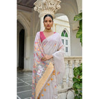 Seduva Women's Blended_Cotton Floral Weaving Pattern Saree With Unstitched Blouse 5.5Mtr (Yellow)