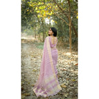 Seduva Women's Silk_Blend Checked Saree With Unstitched Blouse 5.5Mtr (Lavender)