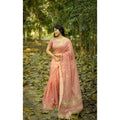 Seduva Women's Silk_Blend Checked Saree With Unstitched Blouse 5.5Mtr (Peach)