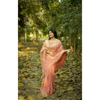 Seduva Women's Silk_Blend Checked Saree With Unstitched Blouse 5.5Mtr (Peach)