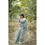 Seduva Women's Silk_Blend Checked Saree With Unstitched Blouse 5.5Mtr (Sky_Blue)