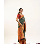 Seduva Women's Faux_Banarasi Woven Motifs Saree With Unstitched Blouse 5.5Mtr (Dark_Green)