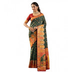 Seduva Women's Faux_Banarasi Woven Motifs Saree With Unstitched Blouse 5.5Mtr (Dark_Green)