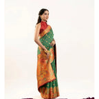 Seduva Women's Faux_Banarasi Woven Motifs Saree With Unstitched Blouse 5.5Mtr (Green)