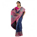 Seduva Women's Faux_Banarasi Woven Motifs Saree With Unstitched Blouse 5.5Mtr (Navy_Blue)