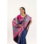Seduva Women's Faux_Banarasi Woven Motifs Saree With Unstitched Blouse 5.5Mtr (Navy_Blue)