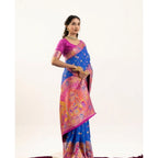 Seduva Women's Faux_Banarasi Woven Motifs Saree With Unstitched Blouse 5.5Mtr (Royal_Blue)