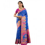 Seduva Women's Faux_Banarasi Woven Motifs Saree With Unstitched Blouse 5.5Mtr (Royal_Blue)