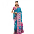 Seduva Women's Faux_Banarasi Woven Motifs Saree With Unstitched Blouse 5.5Mtr (Teal)