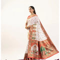 Seduva Women's Faux_Banarasi Woven Motifs Saree With Unstitched Blouse 5.5Mtr (White)