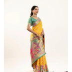 Seduva Women's Faux_Banarasi Woven Motifs Saree With Unstitched Blouse 5.5Mtr (Yellow)