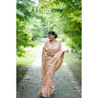 Seduva Women's Faux_Banarasi Lining Pattern Saree With Unstitched Blouse 5.5Mtr (Peach)