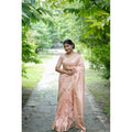 Seduva Women's Faux_Banarasi Lining Pattern Saree With Unstitched Blouse 5.5Mtr (Peach)