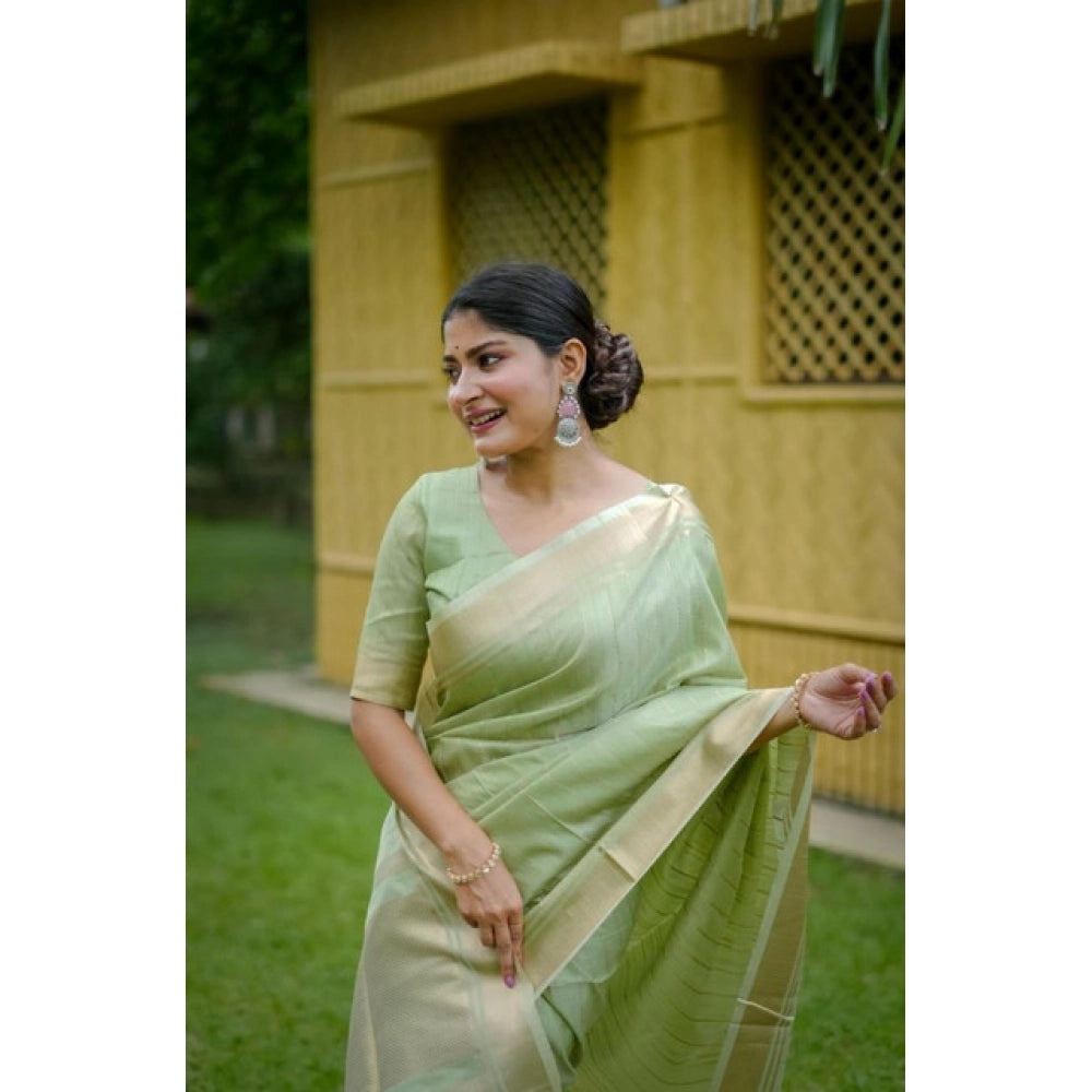Seduva Women's Faux_Banarasi Lining Pattern Saree With Unstitched Blouse 5.5Mtr (Light_Green)