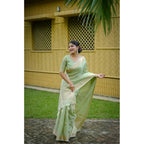 Seduva Women's Faux_Banarasi Lining Pattern Saree With Unstitched Blouse 5.5Mtr (Light_Green)