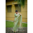 Seduva Women's Faux_Banarasi Lining Pattern Saree With Unstitched Blouse 5.5Mtr (Light_Green)