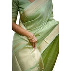 Seduva Women's Faux_Banarasi Lining Pattern Saree With Unstitched Blouse 5.5Mtr (Light_Green)