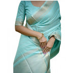 Seduva Women's Faux_Banarasi Lining Pattern Saree With Unstitched Blouse 5.5Mtr (Light_Aqua_Blue)