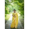 Seduva Women's Faux_Banarasi Lining Pattern Saree With Unstitched Blouse 5.5Mtr (Yellow)