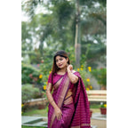 Seduva Women's Faux_Banarasi Lining Pattern Saree With Unstitched Blouse 5.5Mtr (Magenta)