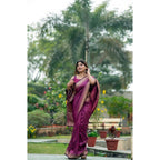 Seduva Women's Faux_Banarasi Lining Pattern Saree With Unstitched Blouse 5.5Mtr (Magenta)