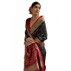 Seduva Women's Silk_Blend Ethnic Ikat Pattern Saree With Unstitched Blouse 5.5Mtr (Black)