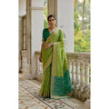 Seduva Women's Silk_Blend Ethnic Ikat Pattern Saree With Unstitched Blouse 5.5Mtr (Light_Green)