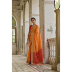 Seduva Women's Silk_Blend Ethnic Ikat Pattern Saree With Unstitched Blouse 5.5Mtr (Mustard)