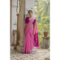 Seduva Women's Silk_Blend Ethnic Ikat Pattern Saree With Unstitched Blouse 5.5Mtr (Pink)