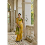 Seduva Women's Silk_Blend Ethnic Ikat Pattern Saree With Unstitched Blouse 5.5Mtr (Yellow)