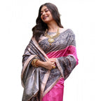 Seduva Women's Faux_Tussar Ethnic_Print Saree With Unstitched Blouse 5.5Mtr (Pink)