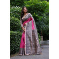 Seduva Women's Faux_Tussar Ethnic_Print Saree With Unstitched Blouse 5.5Mtr (Pink)