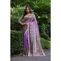 Seduva Women's Faux_Tussar Ethnic_Print Saree With Unstitched Blouse 5.5Mtr (Purple)