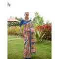 Seduva Women's Faux_Tussar Kalamkari_Print Saree With Unstitched Blouse 5.5Mtr (Blue)